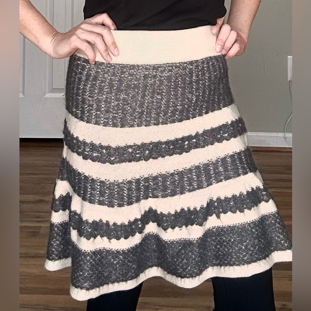 Cambridge Dry Goods Women’s Mohair Blend Gray and Cream Flare Skirt Size S
